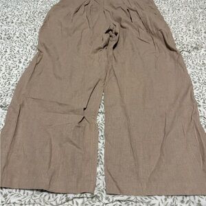 Abercrombie & Fitch Tan Wide linen Leg Pants